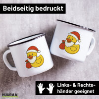 Emaille Tasse Quietscheente Weihnachtsmann Comic...