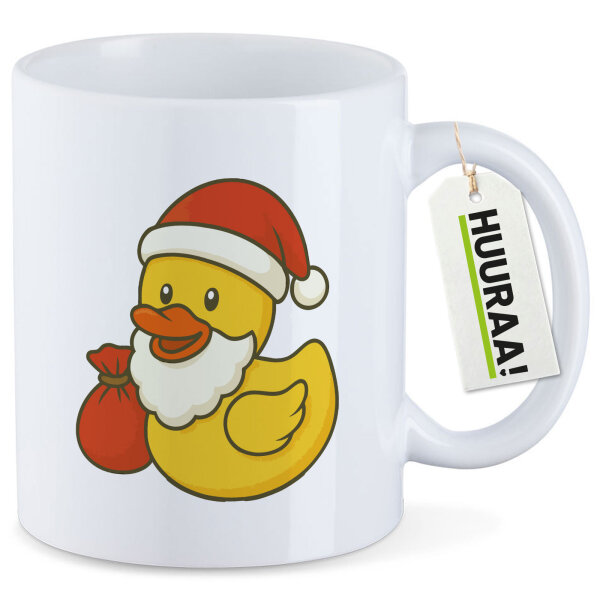 Kaffeetasse Quietscheente Weihnachtsmann Comic Gummiente 330ml