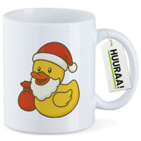 Kaffeetasse Quietscheente Weihnachtsmann Comic Gummiente...