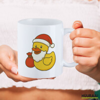 Kaffeetasse Quietscheente Weihnachtsmann Comic Gummiente 330ml