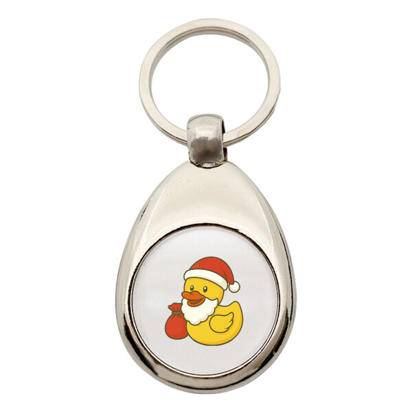 Schlüsselanhänger Quietscheente Weihnachtsmann Comic Gummiente Schlüsselring