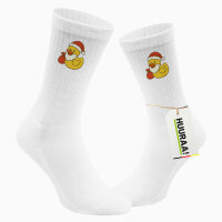 Unisex Socken Quietscheente Weihnachtsmann Comic Gummiente Größe 37/46 White Motiv Tennissocken