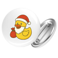 Button Quietscheente Weihnachtsmann Comic Gummiente rund