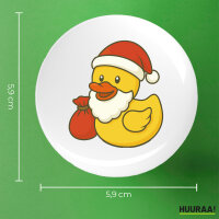 Button Quietscheente Weihnachtsmann Comic Gummiente