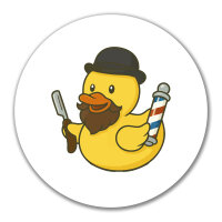 Aufkleber Quietscheente Barbershop Comic Gummiente 10cm