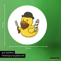 Aufkleber Quietscheente Barbershop Comic Gummiente 10cm