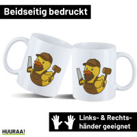 Kaffeetasse Quietscheente Schreinerei Comic Gummiente 330ml