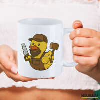 Kaffeetasse Quietscheente Schreinerei Comic Gummiente 330ml