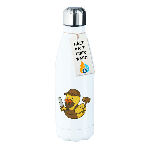 Trinkflasche Quietscheente Schreinerei Comic Gummiente 500ml Edelstahl Wasserflasche