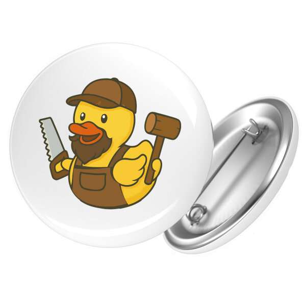 Button Quietscheente Schreinerei Comic Gummiente