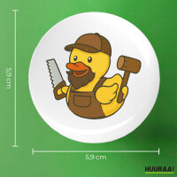 Button Quietscheente Schreinerei Comic Gummiente