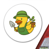 Aufkleber Quietscheente Gartenbau Comic Gummiente 10cm