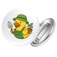 Button Quietscheente Gartenbau Comic Gummiente