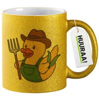 Glitzertasse Quietscheente Landwirtschaft Comic Gummiente...