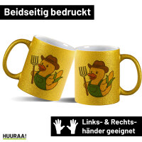 Glitzertasse Quietscheente Landwirtschaft Comic Gummiente...