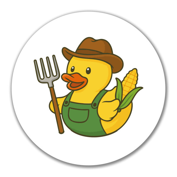 Aufkleber Quietscheente Landwirtschaft Comic Gummiente 10cm