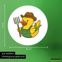 Aufkleber Quietscheente Landwirtschaft Comic Gummiente 10cm