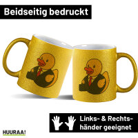 Glitzertasse Quietscheente Chef Comic Gummiente 330ml