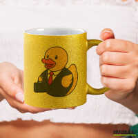 Glitzertasse Quietscheente Chef Comic Gummiente 330ml