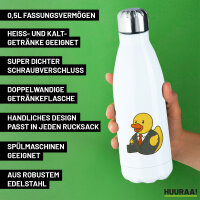 Edelstahl-Trinkflasche Quietscheente Chef Comic Gummiente 500ml Wasserflasche