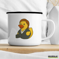Emaille Tasse Quietscheente Chefin Comic Gummiente 300ml Vintage