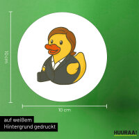 Aufkleber Quietscheente Chefin Comic Gummiente 10cm rund