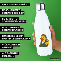 Edelstahl-Trinkflasche Quietscheente Chefin Comic Gummiente 500ml Wasserflasche