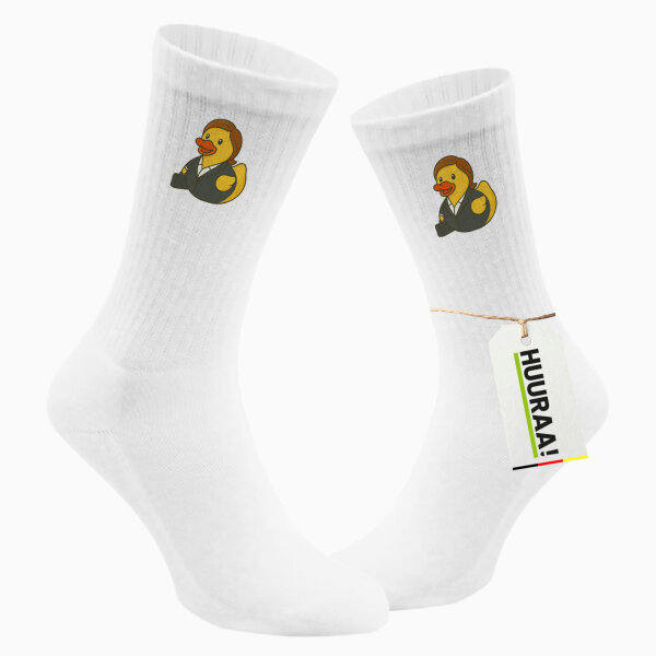 Unisex Socken Quietscheente Chefin Comic Gummiente Größe 37/46 White Motiv Tennissocken