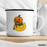 Emaille Tasse Quietscheente Halloween Comic Gummiente 300ml Vintage