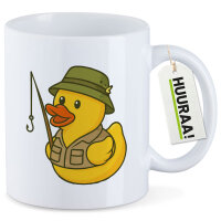 Kaffeetasse Quietscheente Angler Comic Gummiente 330ml