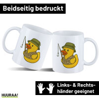 Kaffeetasse Quietscheente Angler Comic Gummiente 330ml