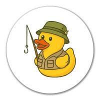 Aufkleber Quietscheente Angler Comic Gummiente 10cm