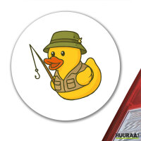 Aufkleber Quietscheente Angler Comic Gummiente 10cm