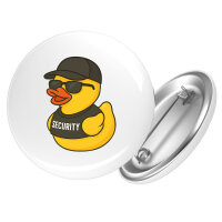 Button Quietscheente Security Comic Gummiente rund