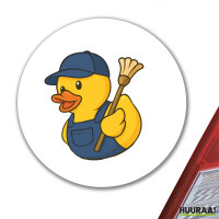 Aufkleber Quietscheente Hausmeister Comic Gummiente 10cm