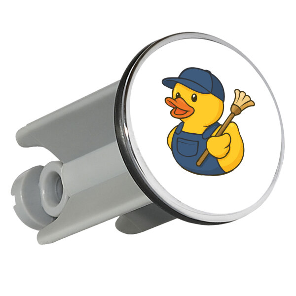 Waschbeckenstöpsel Quietscheente Hausmeister Comic Gummiente 4cm