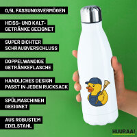 Edelstahl-Trinkflasche Quietscheente Hausmeister Comic Gummiente 500ml Wasserflasche