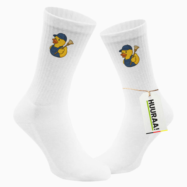Unisex Socken Quietscheente Hausmeister Comic Gummiente Größe 37/46 White Motiv Tennissocken