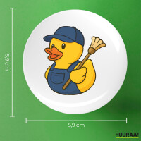 Button Quietscheente Hausmeister Comic Gummiente rund