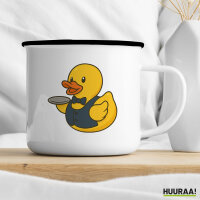 Emaille Tasse Quietscheente Gastronomie Comic Gummiente 300ml Vintage