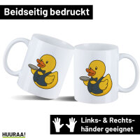 Kaffeetasse Quietscheente Gastronomie Comic Gummiente 330ml