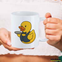 Kaffeetasse Quietscheente Gastronomie Comic Gummiente 330ml