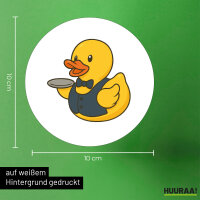 Aufkleber Quietscheente Gastronomie Comic Gummiente 10cm