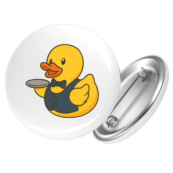 Button Quietscheente Gastronomie Comic Gummiente