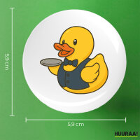 Button Quietscheente Gastronomie Comic Gummiente