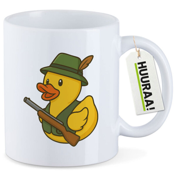 Kaffeetasse Quietscheente Jäger Comic Gummiente 330ml