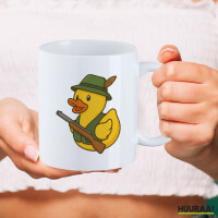 Kaffeetasse Quietscheente Jäger Comic Gummiente 330ml