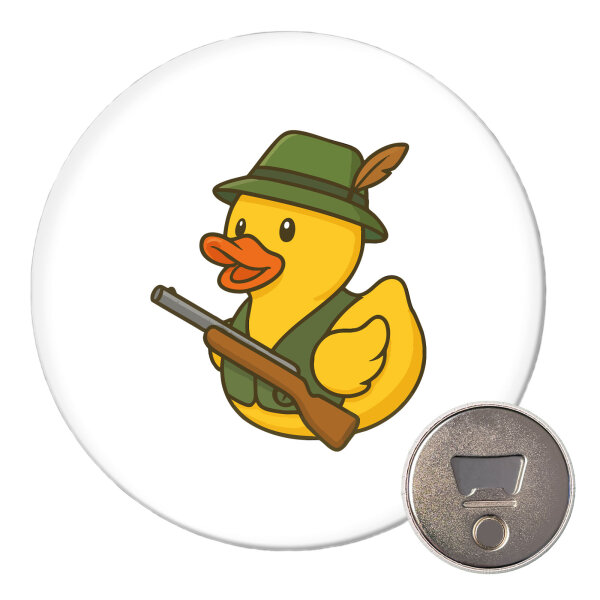 Magnet Quietscheente Jäger Comic Gummiente 59mm Kühlschrankmagnet Flaschenöffner