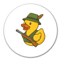 Aufkleber Quietscheente Jäger Comic Gummiente 10cm