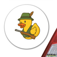 Aufkleber Quietscheente Jäger Comic Gummiente 10cm